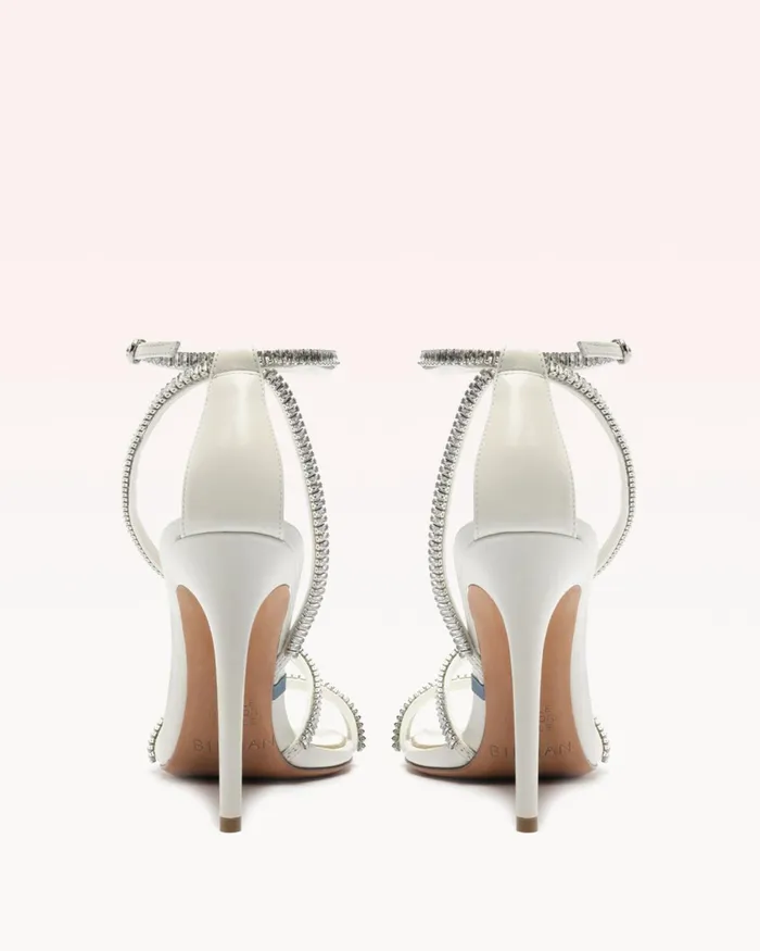 Sandals Women Alexandre Birman Kendal Zircone Bridal 100 White and Golden White andamp Golden