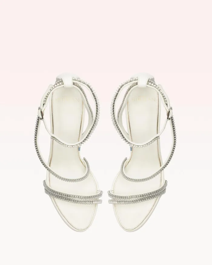 Sandals Women Alexandre Birman Kendal Zircone Bridal 100 White and Golden White andamp Golden