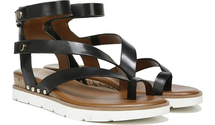Sandals Women Franco Sarto Franco Daven Gladiator Sandal Black Faux Leather