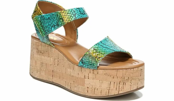 Sandals Women Franco Sarto Sarto Demi 3 Platform Wedge Sandal Aqua Multi Leather