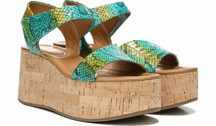 Sandals Women Franco Sarto Sarto Demi 3 Platform Wedge Sandal Aqua Multi Leather