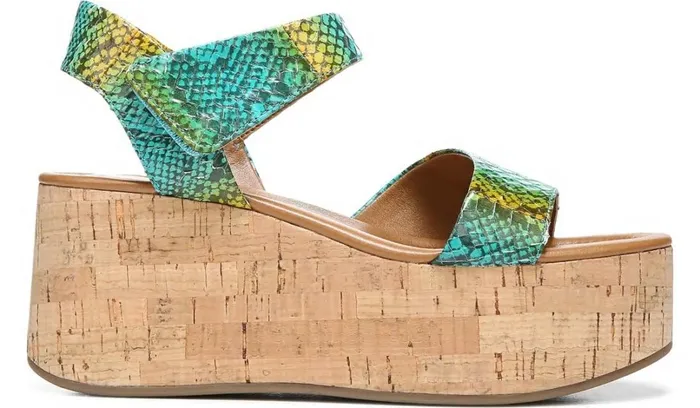 Sandals Women Franco Sarto Sarto Demi 3 Platform Wedge Sandal Aqua Multi Leather