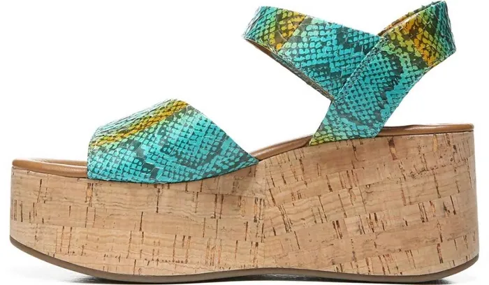 Sandals Women Franco Sarto Sarto Demi 3 Platform Wedge Sandal Aqua Multi Leather