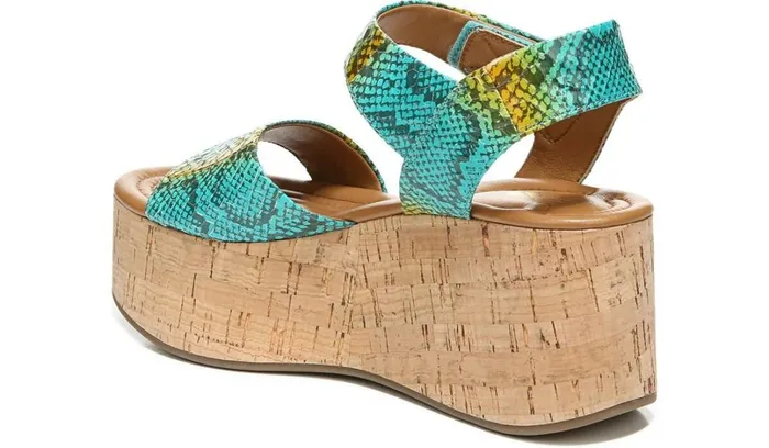 Sandals Women Franco Sarto Sarto Demi 3 Platform Wedge Sandal Aqua Multi Leather