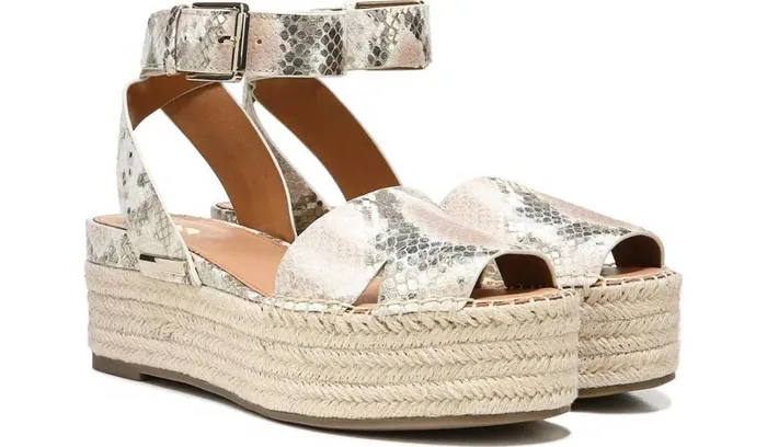 Sandals Women Franco Sarto Sarto Lexie Espadrille Platform Sandal Dusty Rose Snake Leather