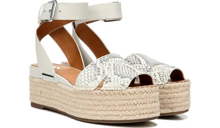 Sandals Women Franco Sarto Sarto Lexie Espadrille Platform Sandal Natural Snake Print Leather