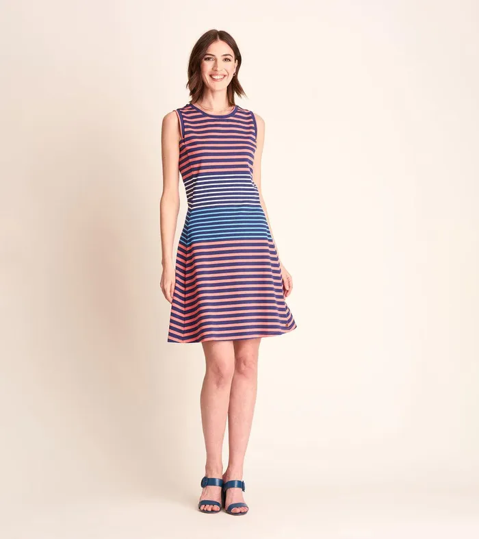 Sarah Dress 8211 Navy And Coral Stripes Hatley