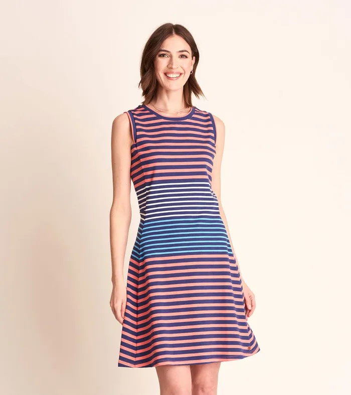 Sarah Dress 8211 Navy And Coral Stripes Hatley