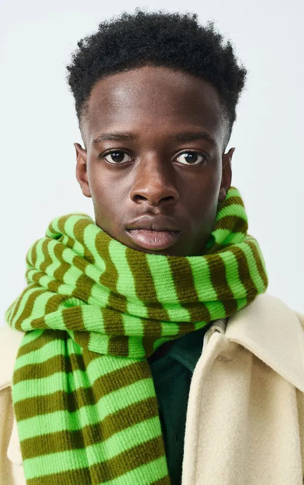 Scarf Raxow Fluo Green Striped Chameleon Melange WomenMen American Vintage Scarves And Shawls