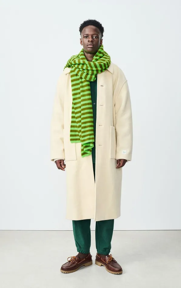Scarf Raxow Fluo Green Striped Chameleon Melange WomenMen American Vintage Scarves And Shawls