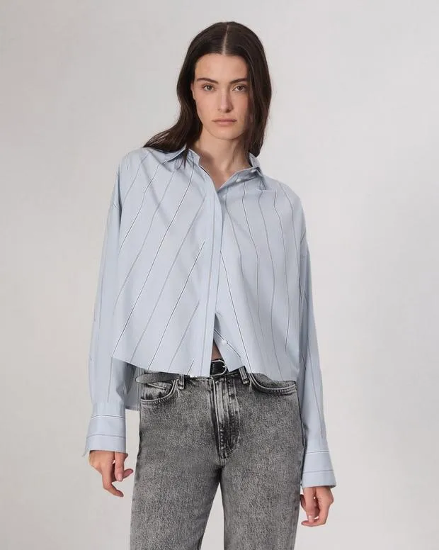 Shirts and Tops Women Rag and Bone Martha Cotton Shirt Light Blue Stripe