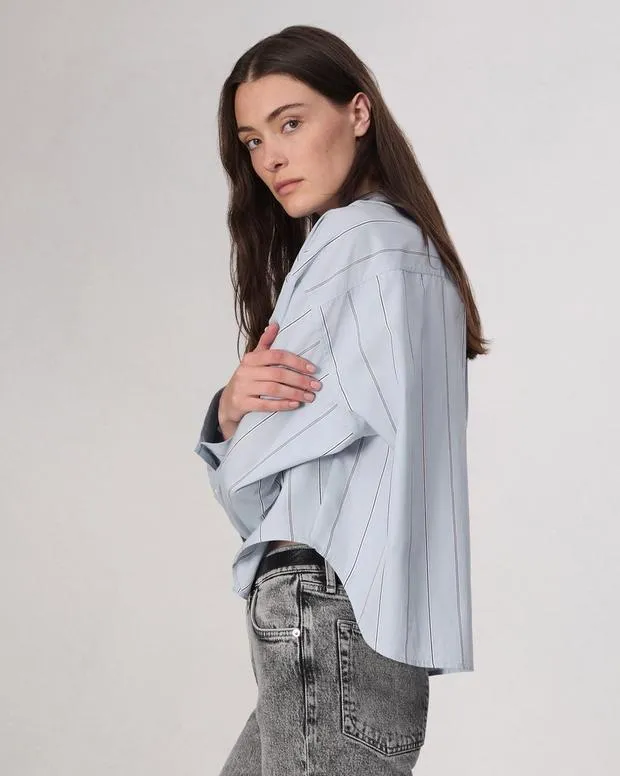 Shirts and Tops Women Rag and Bone Martha Cotton Shirt Light Blue Stripe