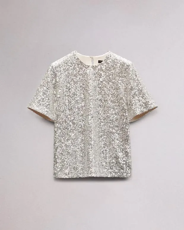 Shirts and Tops Women Rag and Bone Sammie Sequin Tee Silver