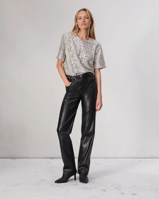 Shirts and Tops Women Rag and Bone Sammie Sequin Tee Silver