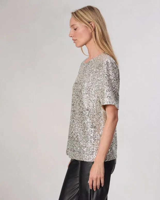 Shirts and Tops Women Rag and Bone Sammie Sequin Tee Silver