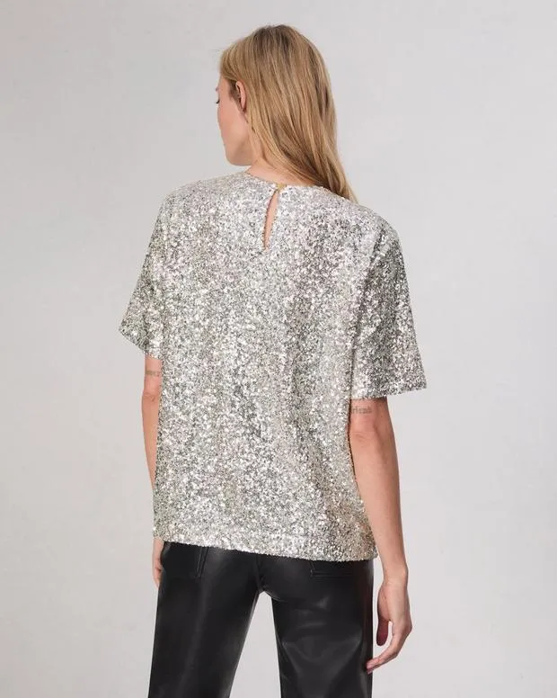 Shirts and Tops Women Rag and Bone Sammie Sequin Tee Silver