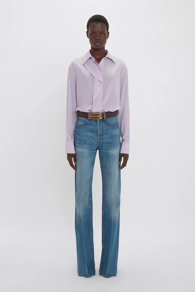 Shirts and Tops Women Victoria Beckham Asymmetric Ruffle Blouse In Petunia