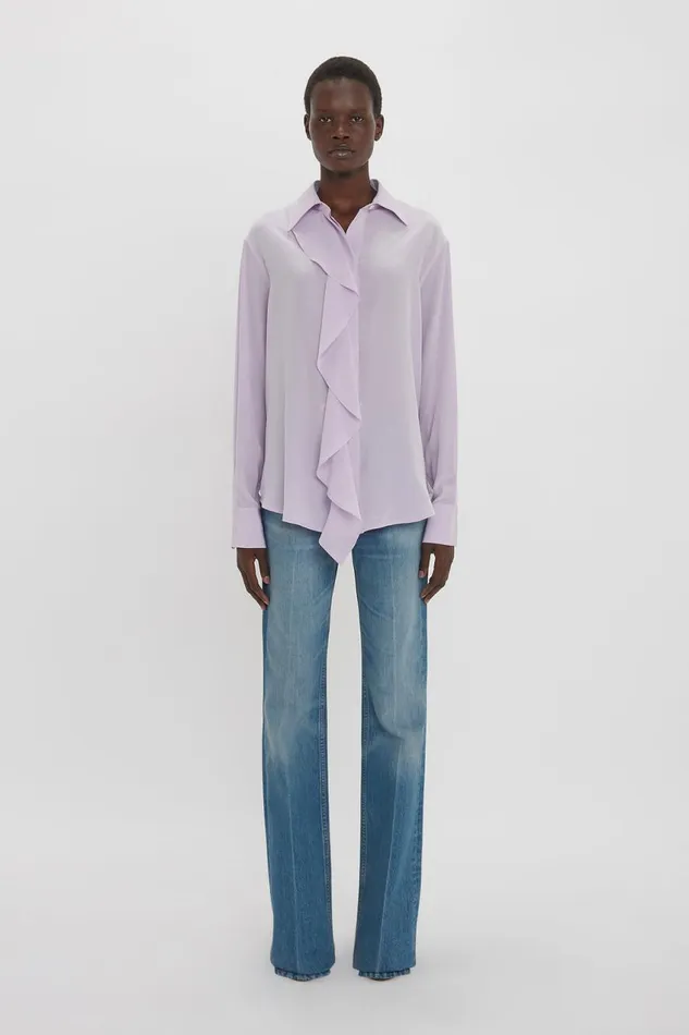 Shirts and Tops Women Victoria Beckham Asymmetric Ruffle Blouse In Petunia