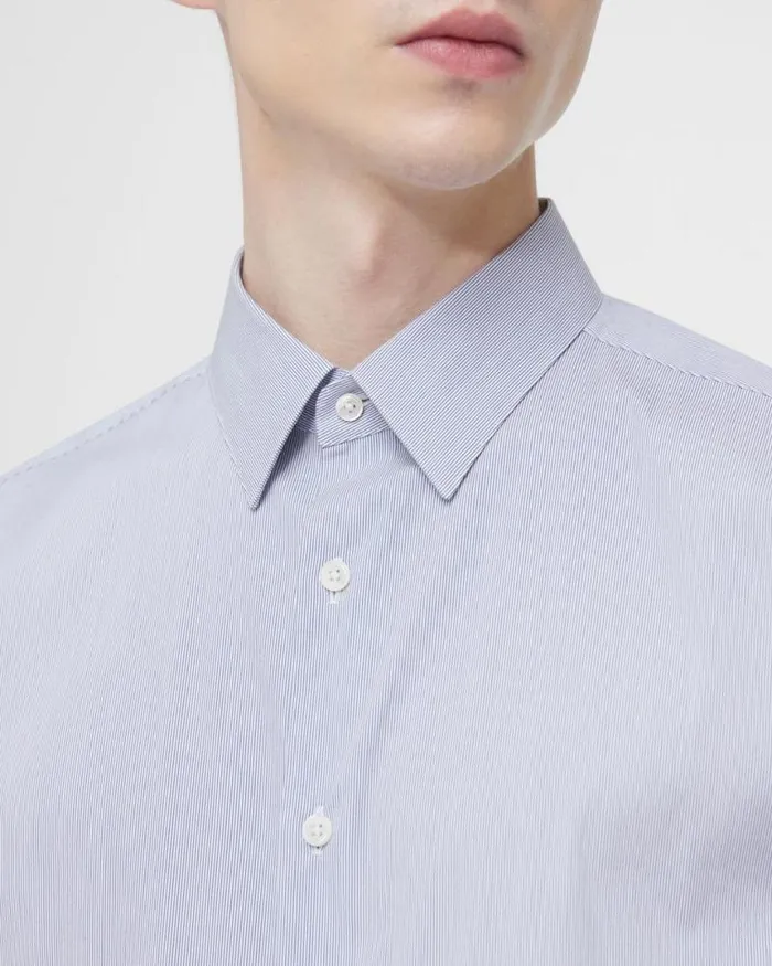 Shirts Men Theory Irving Shirt In Striped Cotton Blend Whiteolympic Shirts Men Theory Irving Shirt In Striped Cotton Blend Whiteolympic