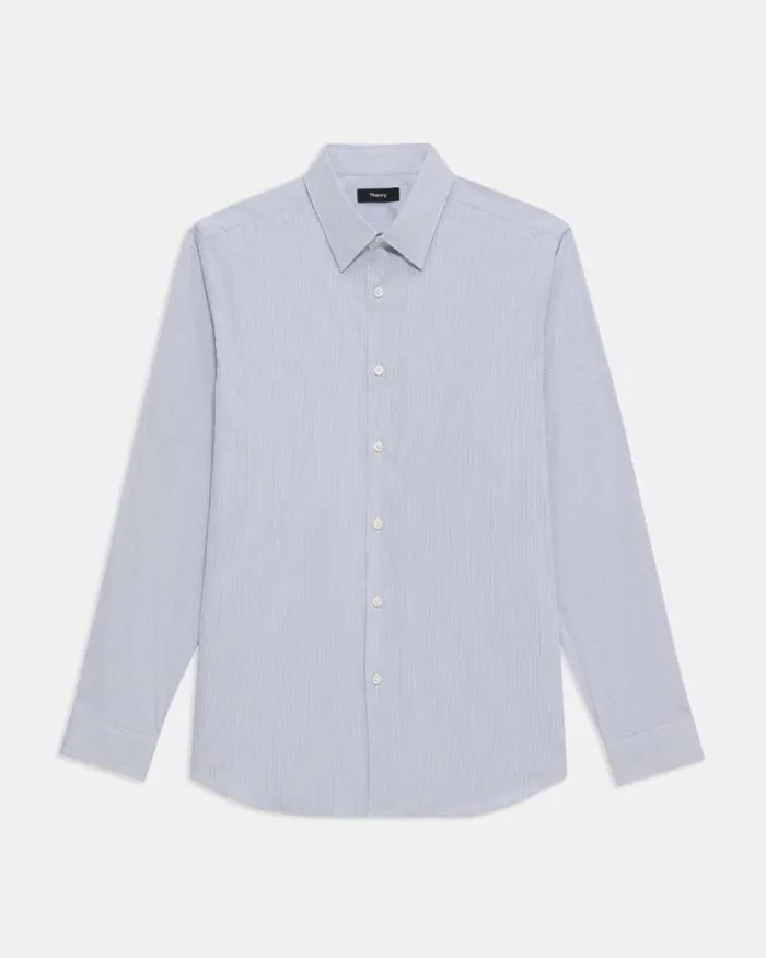 Shirts Men Theory Irving Shirt In Striped Cotton Blend Whiteolympic Shirts Men Theory Irving Shirt In Striped Cotton Blend Whiteolympic