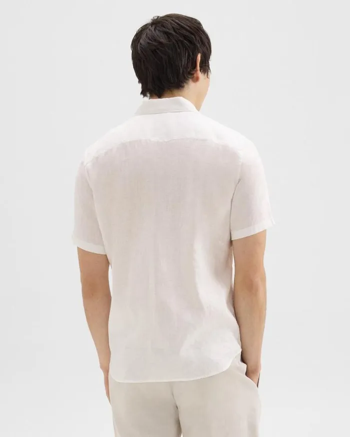 Shirts Men Theory Irving ShortSleeve Shirt In Relaxed Linen White Shirts Men Theory Irving ShortSleeve Shirt In Relaxed Linen White