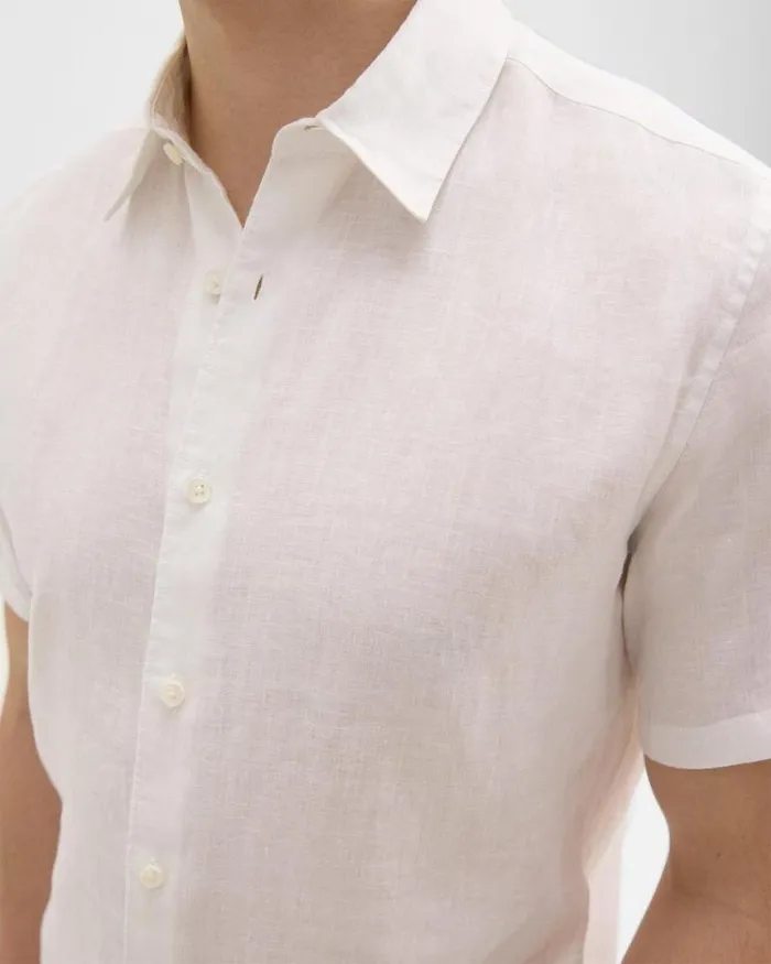 Shirts Men Theory Irving ShortSleeve Shirt In Relaxed Linen White Shirts Men Theory Irving ShortSleeve Shirt In Relaxed Linen White
