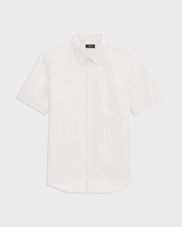 Shirts Men Theory Irving ShortSleeve Shirt In Relaxed Linen White Shirts Men Theory Irving ShortSleeve Shirt In Relaxed Linen White