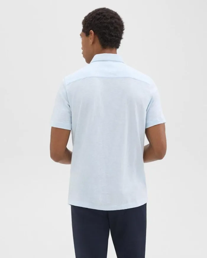 Shirts Men Theory Noran ShortSleeve Shirt In Slub Cotton Skylight Shirts Men Theory Noran ShortSleeve Shirt In Slub Cotton Skylight