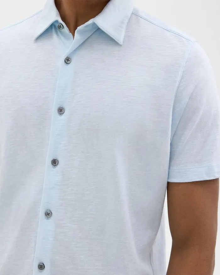 Shirts Men Theory Noran ShortSleeve Shirt In Slub Cotton Skylight Shirts Men Theory Noran ShortSleeve Shirt In Slub Cotton Skylight