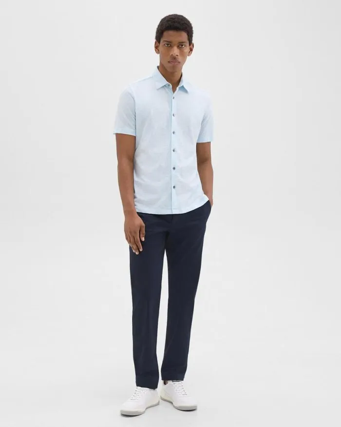 Shirts Men Theory Noran ShortSleeve Shirt In Slub Cotton Skylight Shirts Men Theory Noran ShortSleeve Shirt In Slub Cotton Skylight