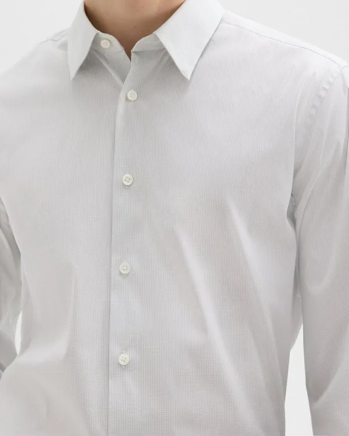 Shirts Men Theory StandardFit Shirt In Checked Stretch Cotton Whitevapor Shirts Men Theory StandardFit Shirt In Checked Stretch Cotton Whitevapor