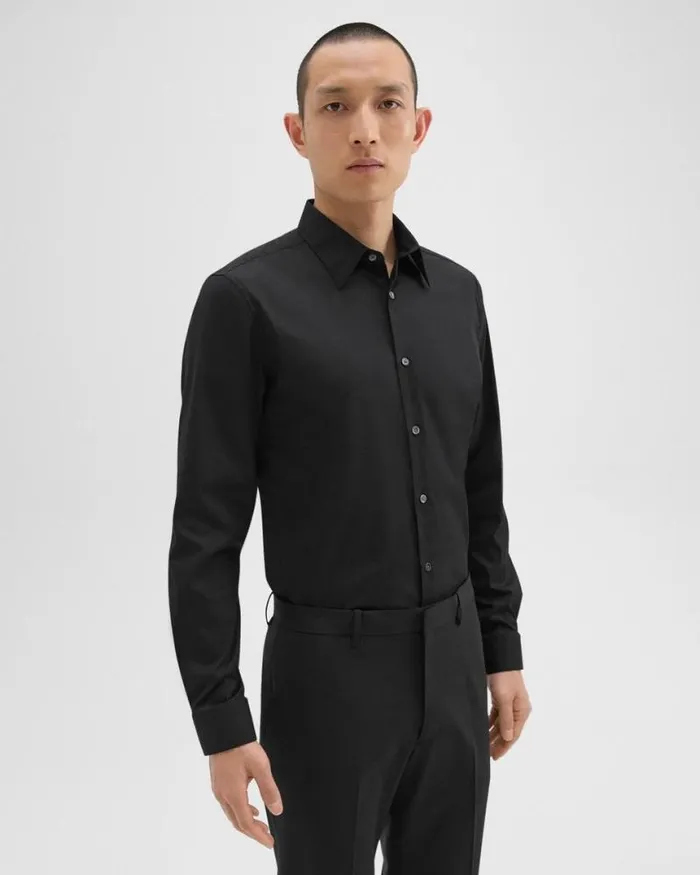 Shirts Men Theory Sylvain Shirt In Good Cotton Black