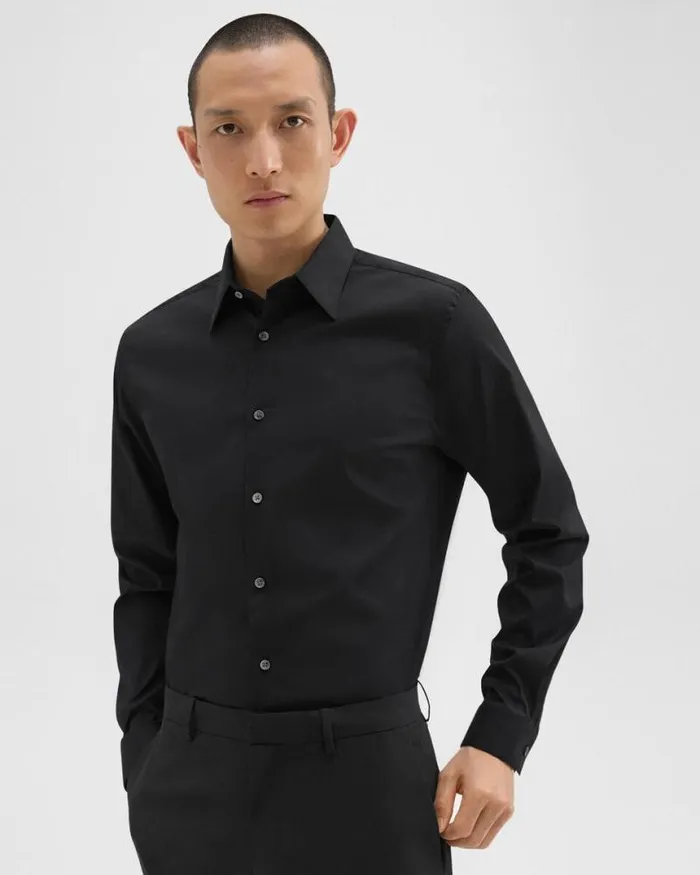 Shirts Men Theory Sylvain Shirt In Good Cotton Black