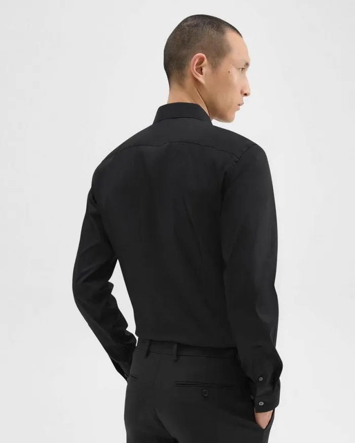 Shirts Men Theory Sylvain Shirt In Good Cotton Black