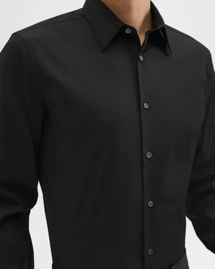 Shirts Men Theory Sylvain Shirt In Good Cotton Black