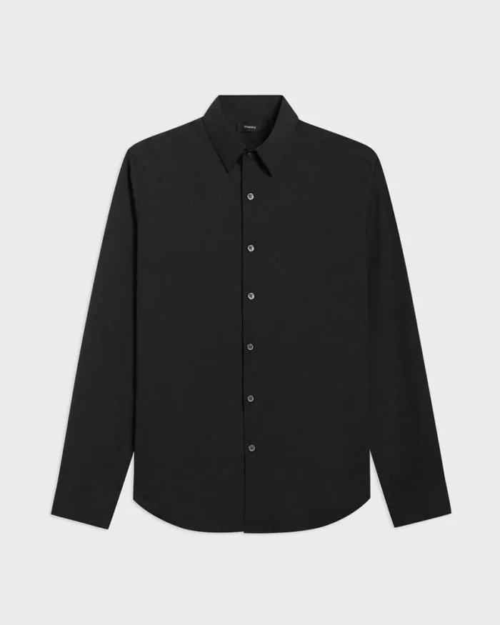 Shirts Men Theory Sylvain Shirt In Good Cotton Black