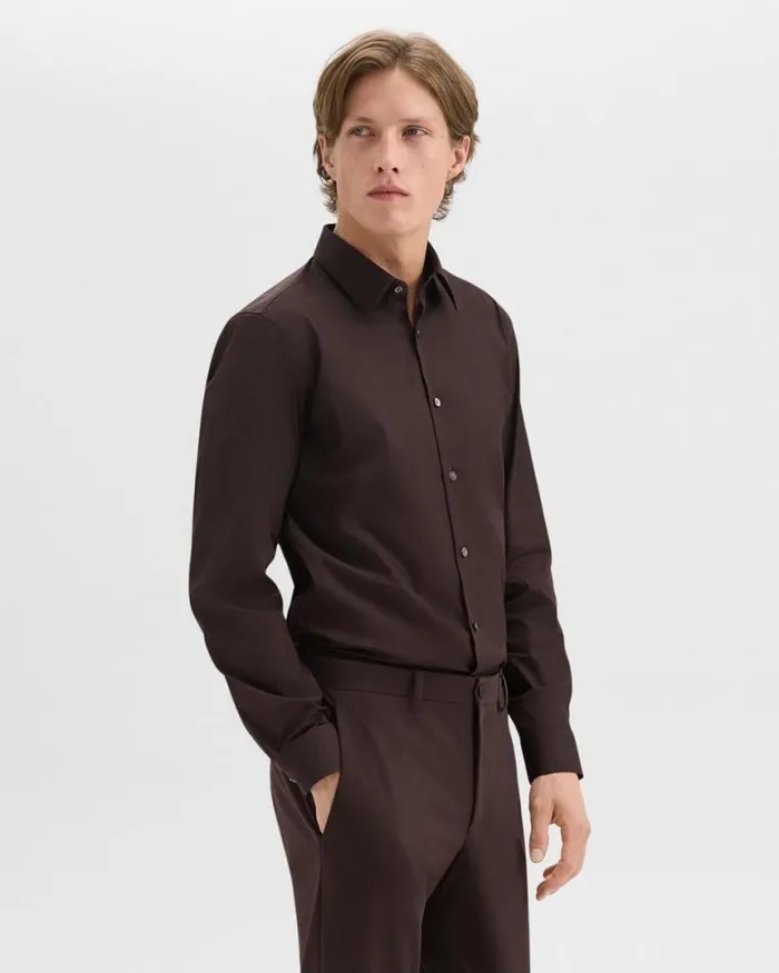 Shirts Men Theory Sylvain Shirt In Good Cotton Hickory