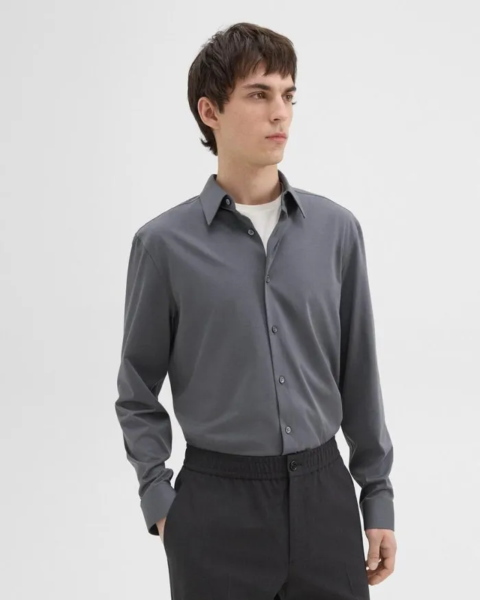 Shirts Men Theory Sylvain Shirt In Structure Knit Pestle Shirts Men Theory Sylvain Shirt In Structure Knit Pestle