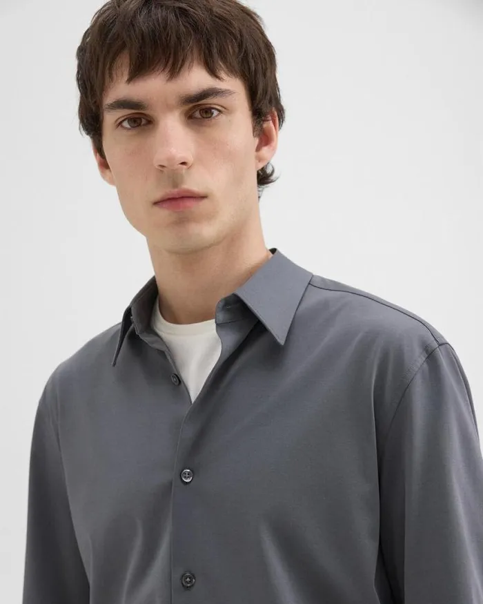 Shirts Men Theory Sylvain Shirt In Structure Knit Pestle Shirts Men Theory Sylvain Shirt In Structure Knit Pestle
