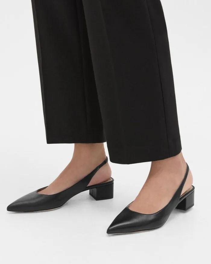 Shoes Women Theory Slingback Pump In Leather Black