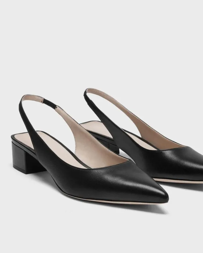 Shoes Women Theory Slingback Pump In Leather Black