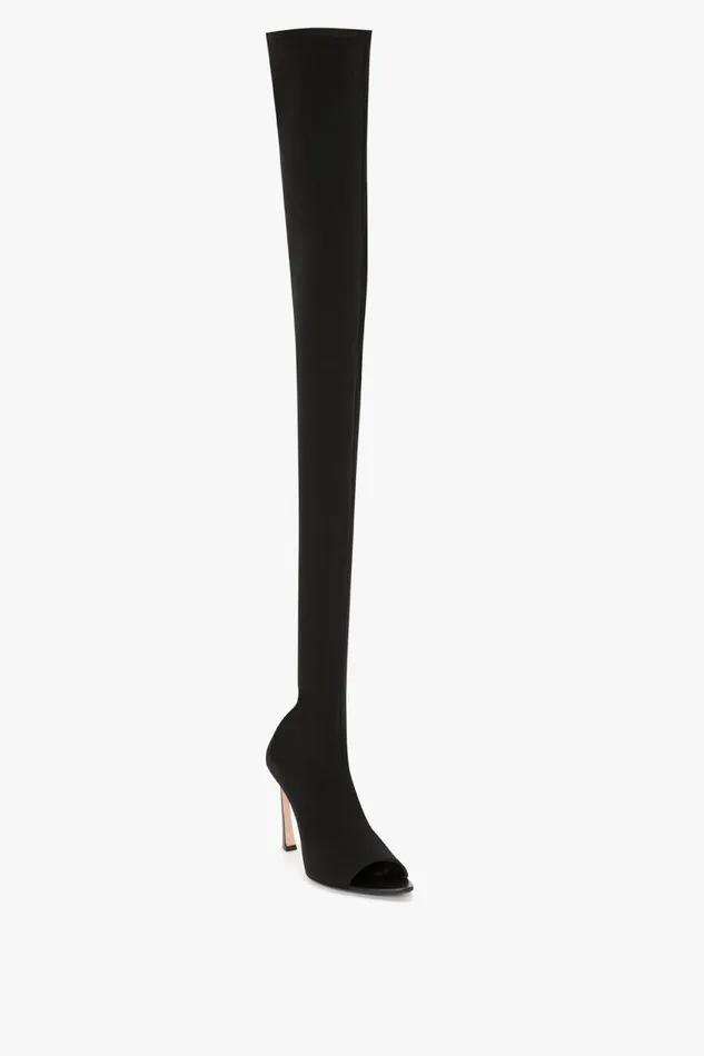 Shoes Women Victoria Beckham Peep Toe Stretch Jersey Boot In Black Shoes Women Victoria Beckham Peep Toe Stretch Jersey Boot In Black