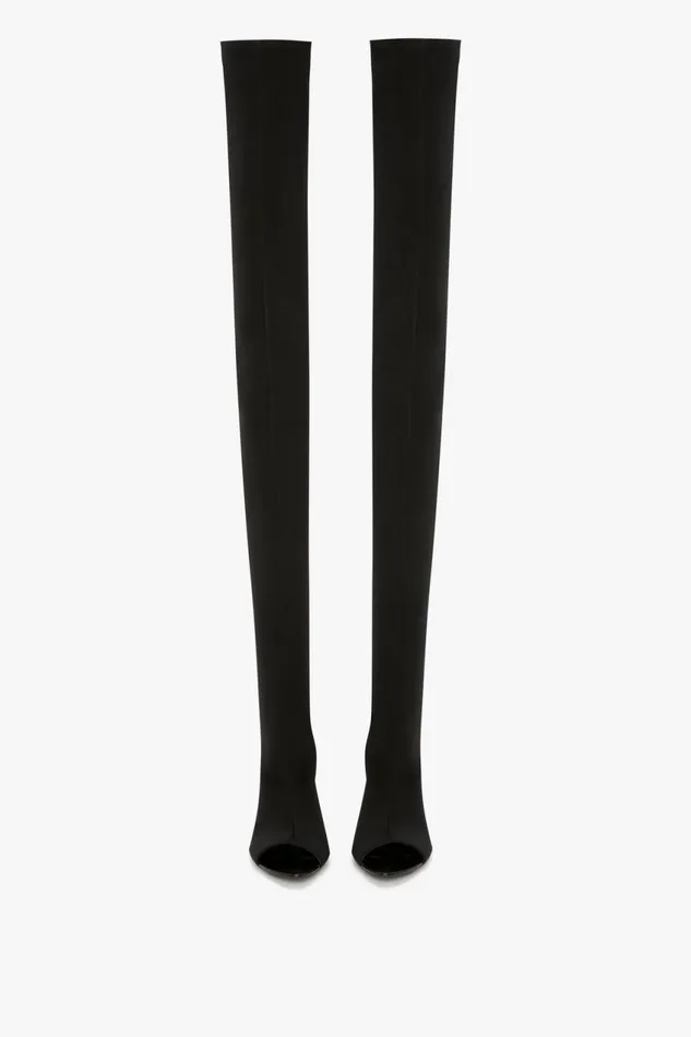 Shoes Women Victoria Beckham Peep Toe Stretch Jersey Boot In Black Shoes Women Victoria Beckham Peep Toe Stretch Jersey Boot In Black