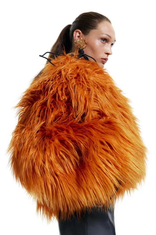 Short Oversize Orange Fur Coat Orange Women Bimba Y Lola Bimba Y Palomo Short Oversize Orange Fur Coat Orange Women Bimba Y Lola Bimba Y Palomo
