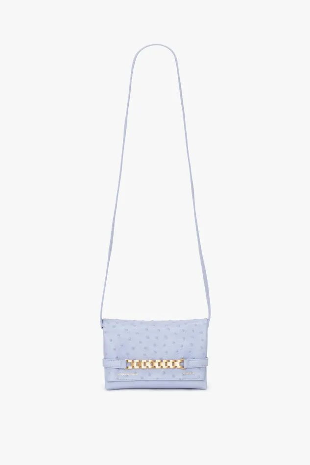 Shoulder Bags Women Victoria Beckham Mini Chain Pouch With Long Strap In Frost OstrichEffect Leather