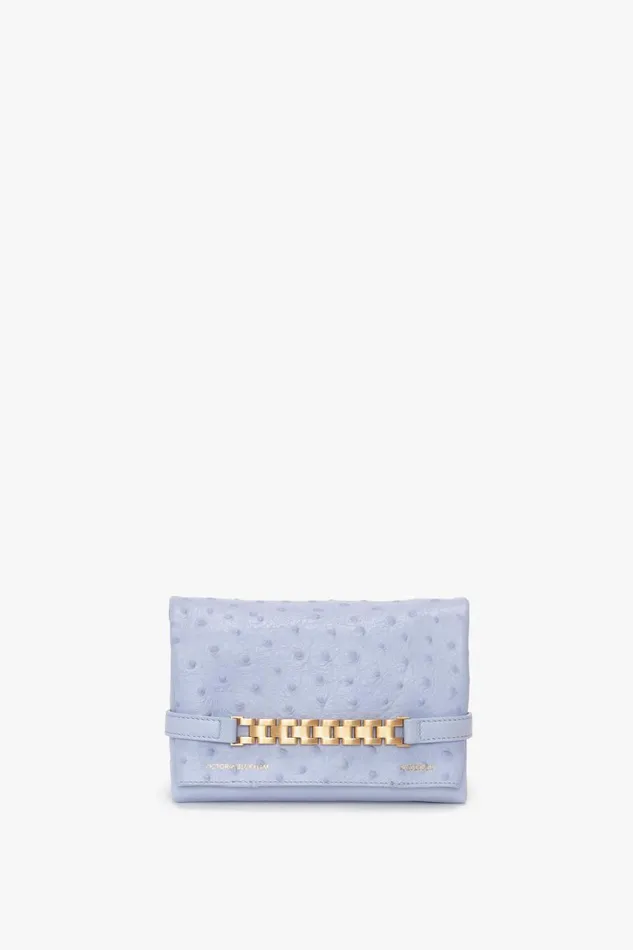 Shoulder Bags Women Victoria Beckham Mini Chain Pouch With Long Strap In Frost OstrichEffect Leather
