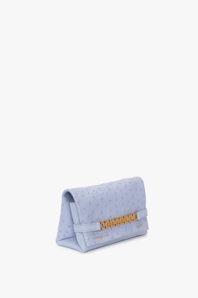 Shoulder Bags Women Victoria Beckham Mini Chain Pouch With Long Strap In Frost OstrichEffect Leather