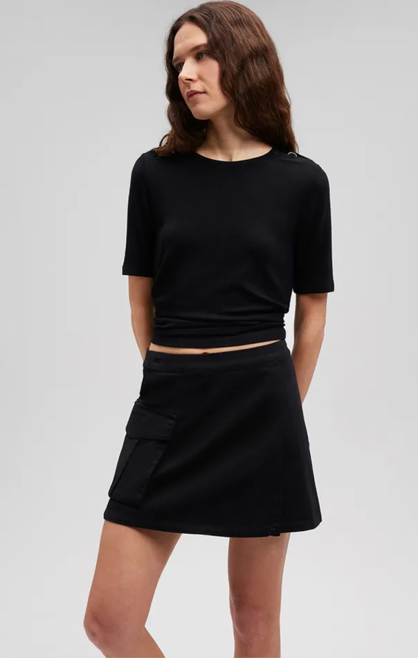 Shoulder Slit Shirt In Black Women Mavi Jeans Shirts