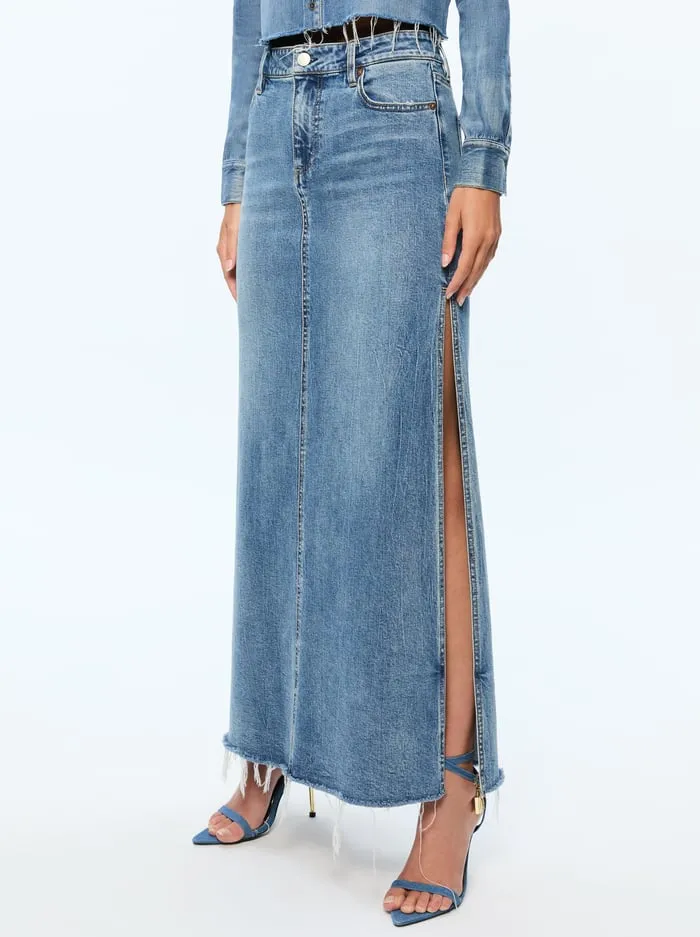 Skirts Women Alice Olivia Marissa High Rise Maxi Skirt With Side Slit Brooklyn Blue Skirts Women Alice Olivia Marissa High Rise Maxi Skirt With Side Slit Brooklyn Blue