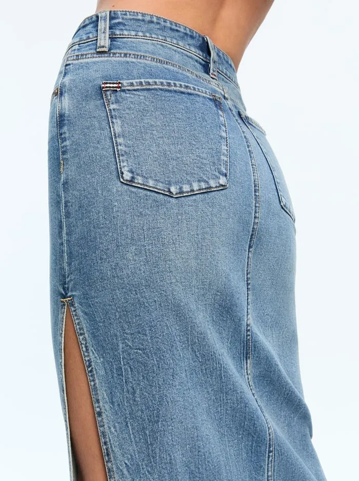 Skirts Women Alice Olivia Marissa High Rise Maxi Skirt With Side Slit Brooklyn Blue